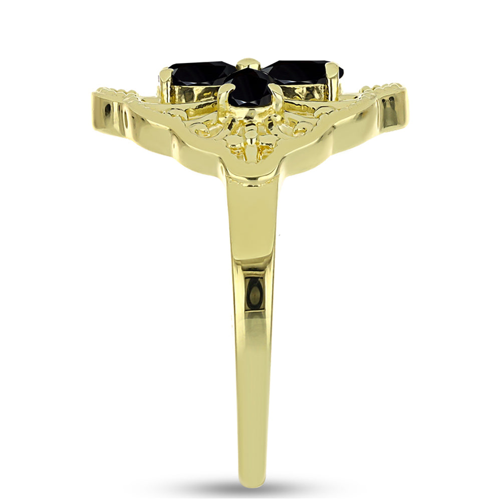 Anillo de Plata Bañada en Oro con Espinela Negra