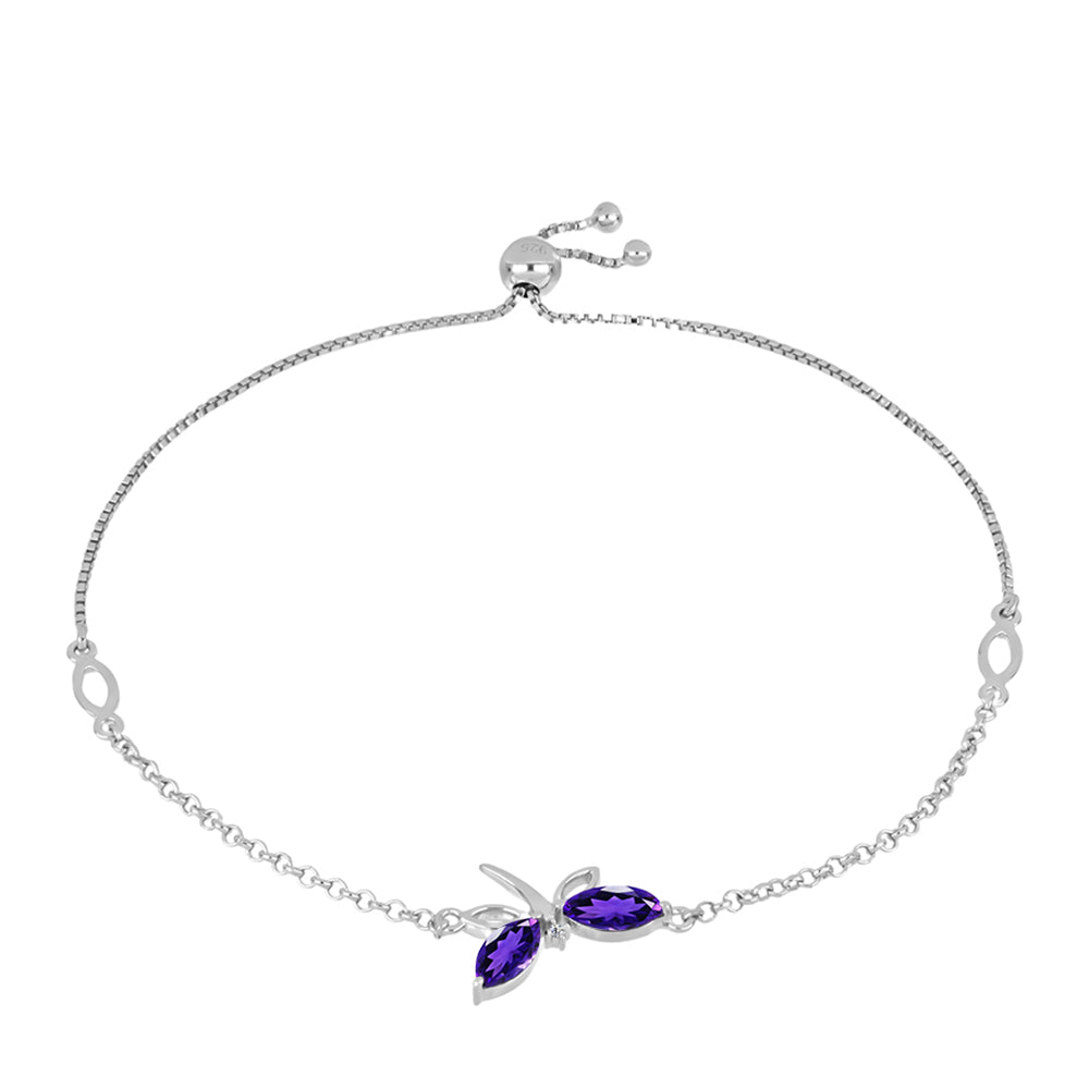 Pulsera de Plata con Amatista de Marruecos y Topacio Blanco