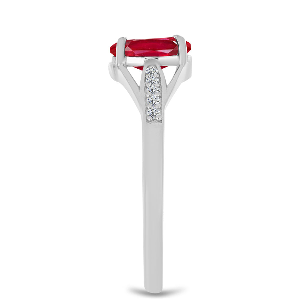 Anillo de Plata con Ágata Roja y Topacio Blanco