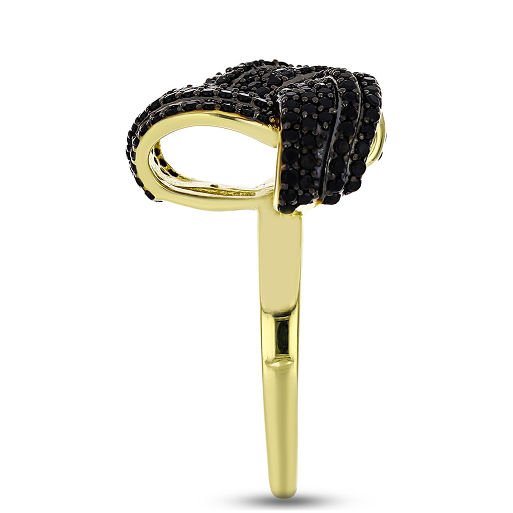 Anillo de Plata Bañada en Oro con Espinela Negra