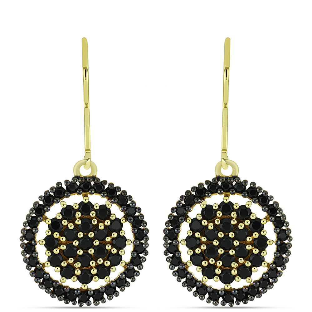 Pendientes de Plata Bañada en Oro con Espinela Negra