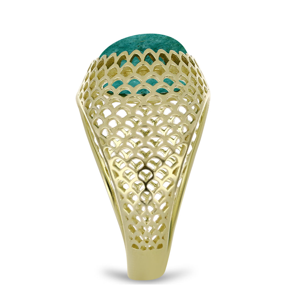 Anillo de Plata Bañada en Oro con Amazonita