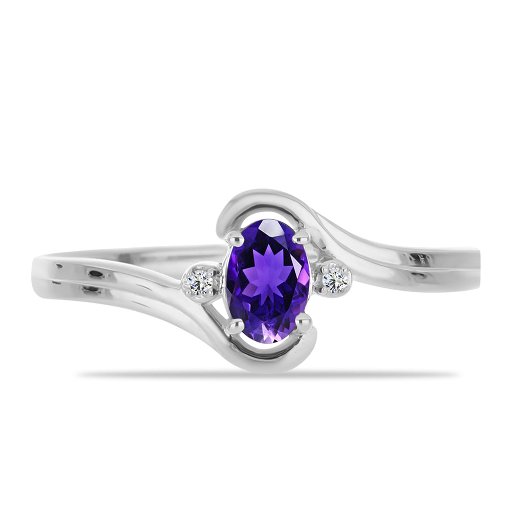 Anillo de Plata con Amatista de Marruecos y Topacio Blanco