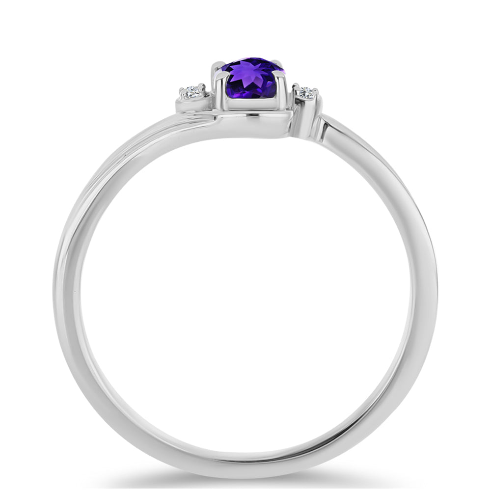 Anillo de Plata con Amatista de Marruecos y Topacio Blanco