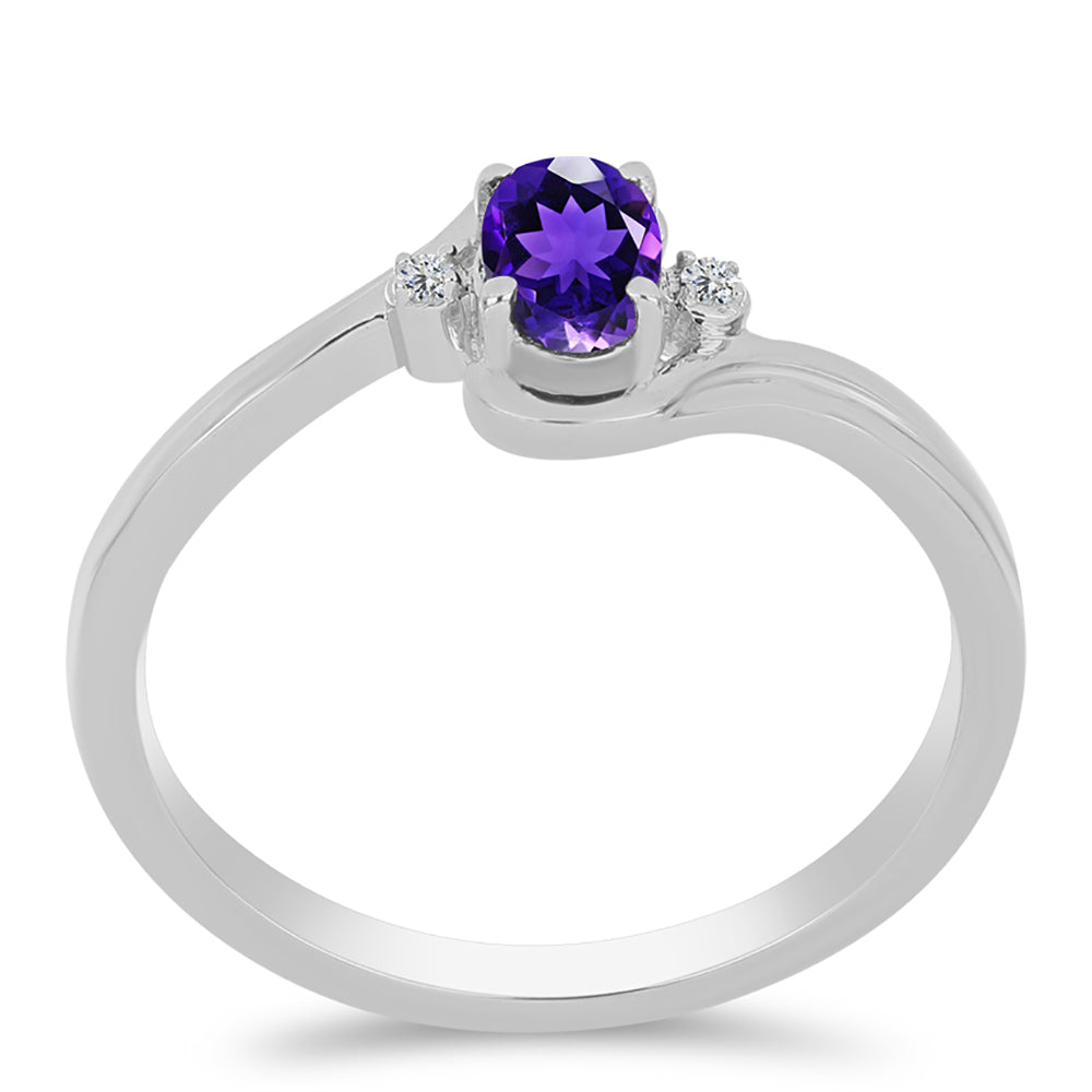 Anillo de Plata con Amatista de Marruecos y Topacio Blanco