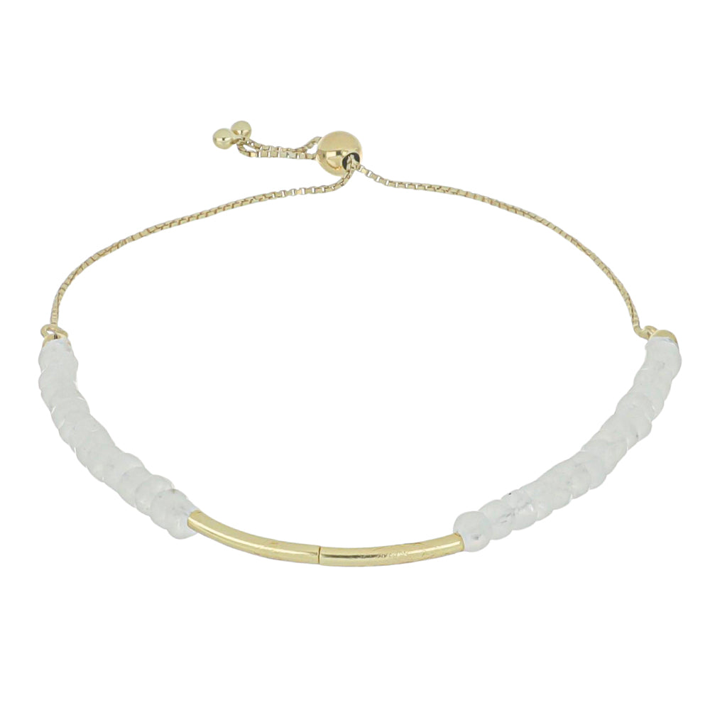 Pulsera de Plata Bañada en Oro con Piedra Lunar Arco Iris