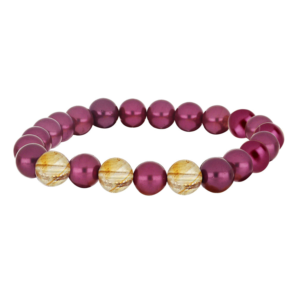 Conjunto Pepita con Perla Púrpura de Agua dulce y Citrino de los Montes Urales ( Pulsera )