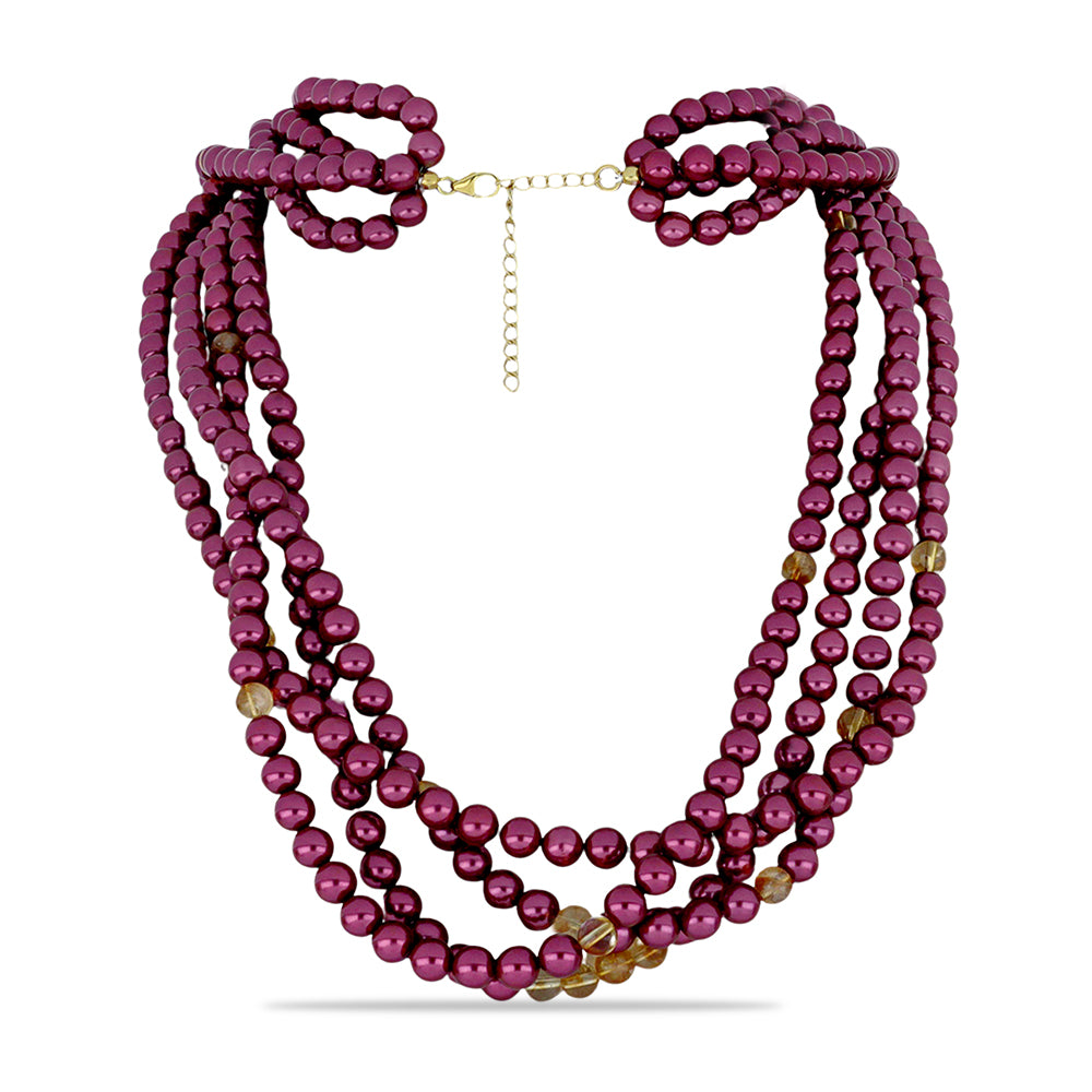 Collar de Plata Bañada en Oro con Perla Púrpura de Agua dulce y Citrino de los Montes Urales