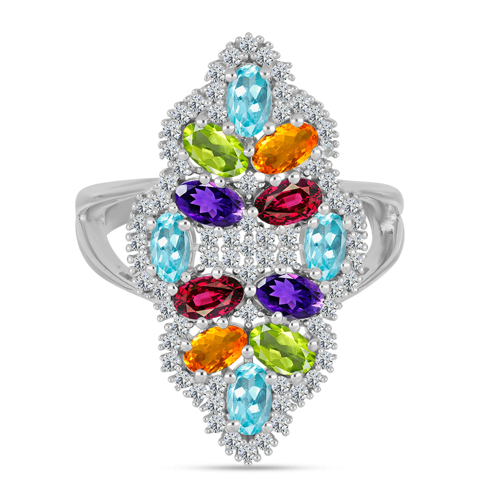 Anillo de Plata con Amatista de Marruecos y Peridoto de Changbai
