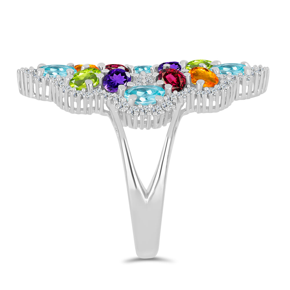 Anillo de Plata con Amatista de Marruecos y Peridoto de Changbai