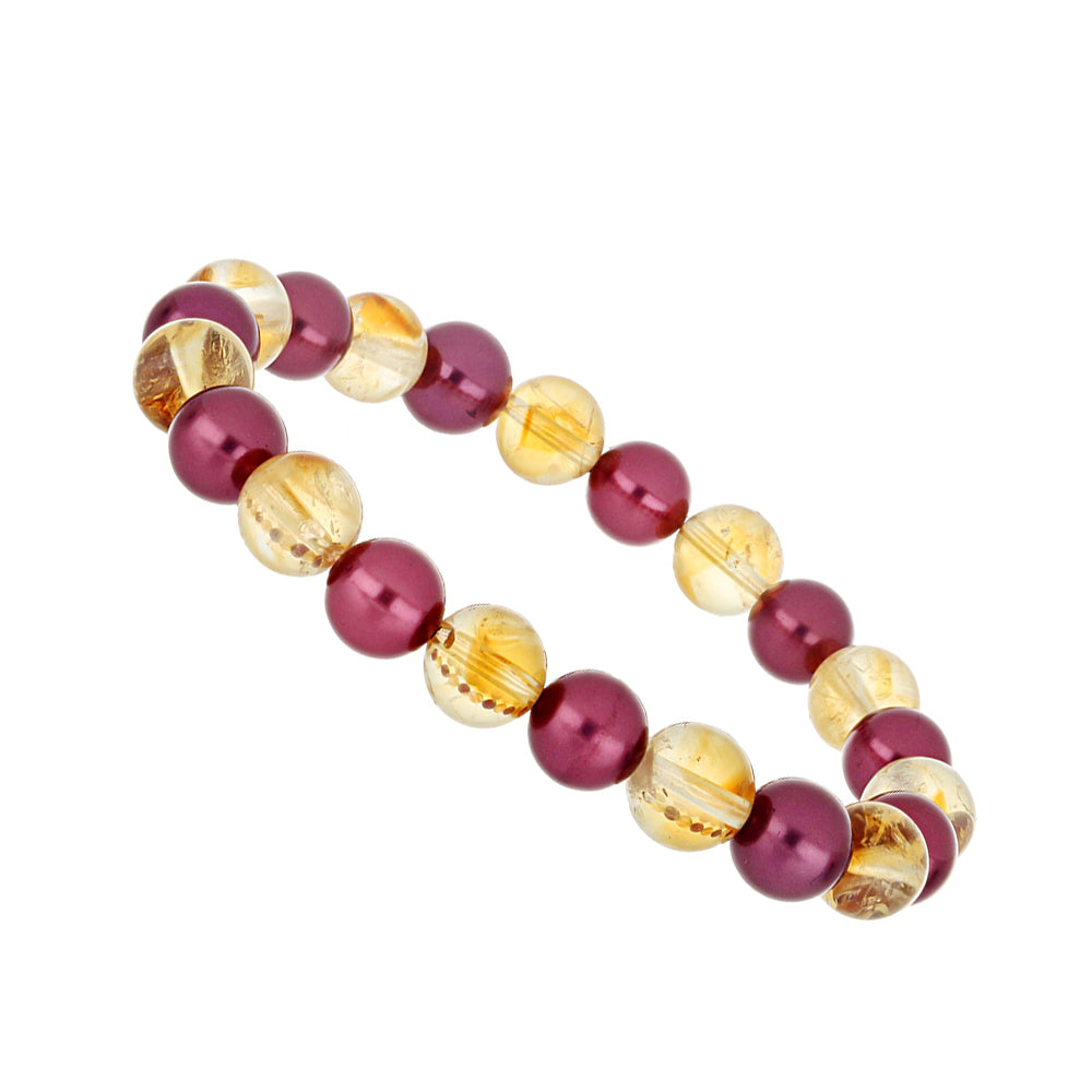 Pulsera Pepita con Perla Púrpura de Agua dulce y Citrino de los Montes Urales