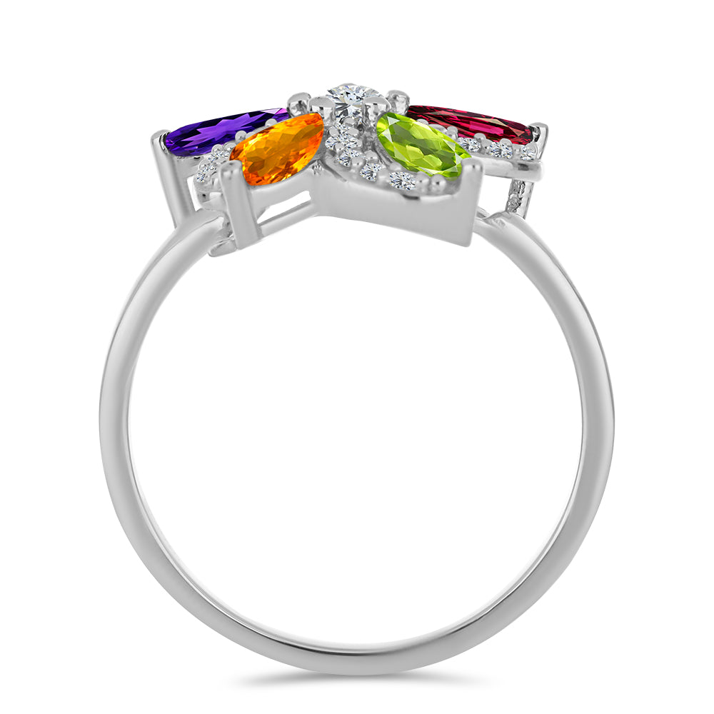 Anillo de Plata con Amatista de Marruecos y Peridoto de Changbai