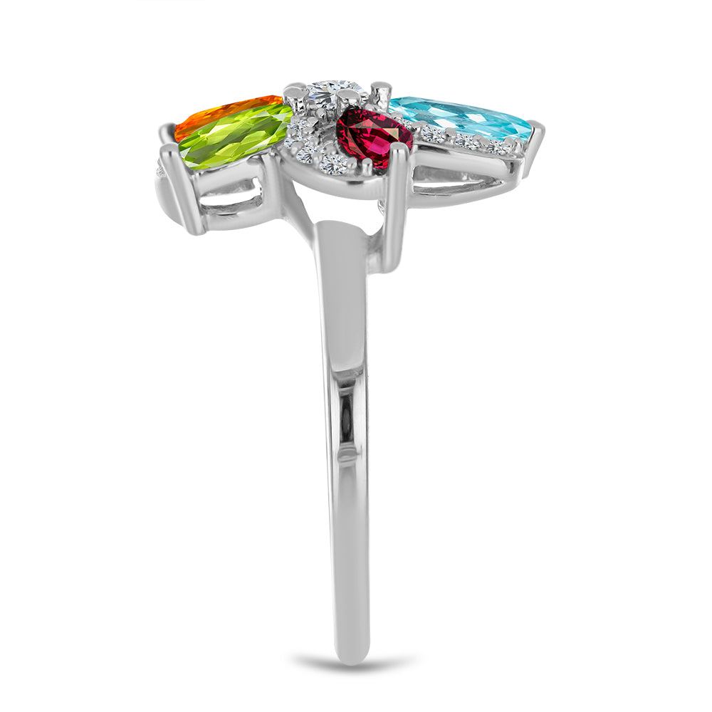 Anillo de Plata con Amatista de Marruecos y Peridoto de Changbai