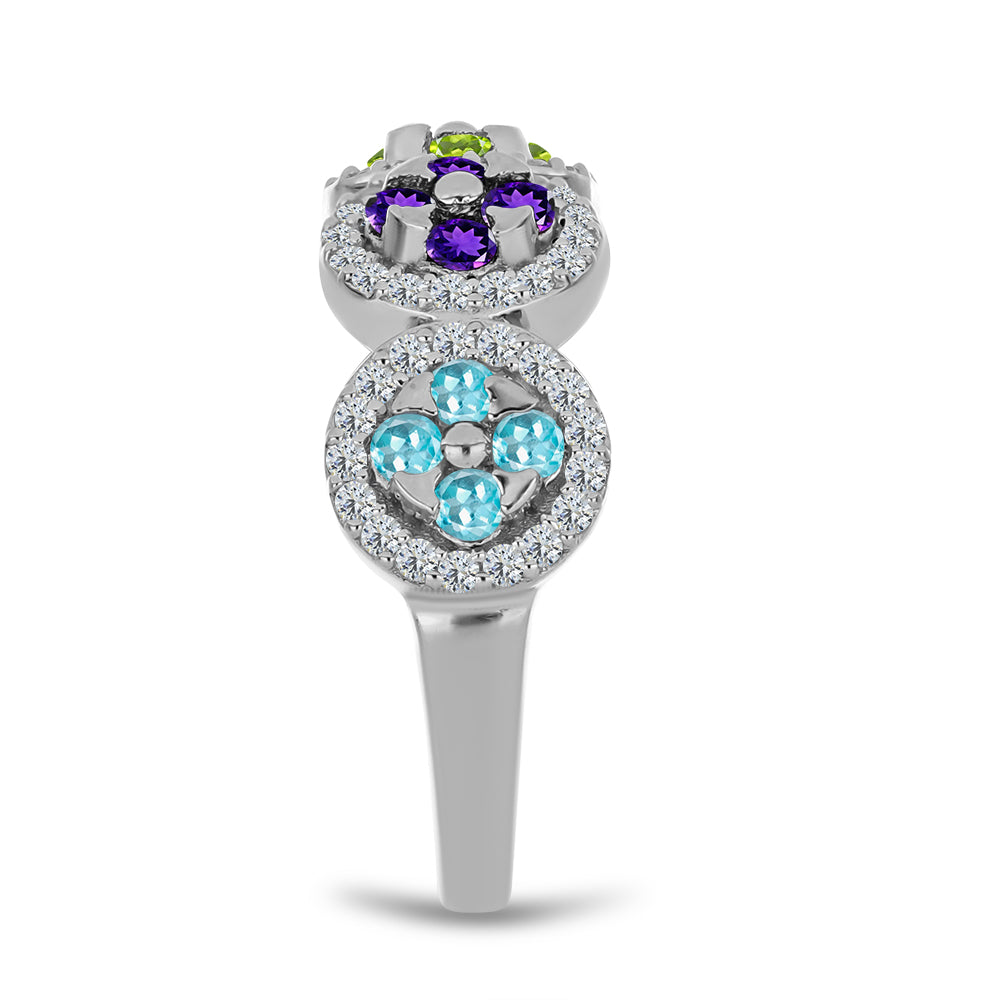 Anillo de Plata con Amatista de Marruecos y Peridoto de Changbai