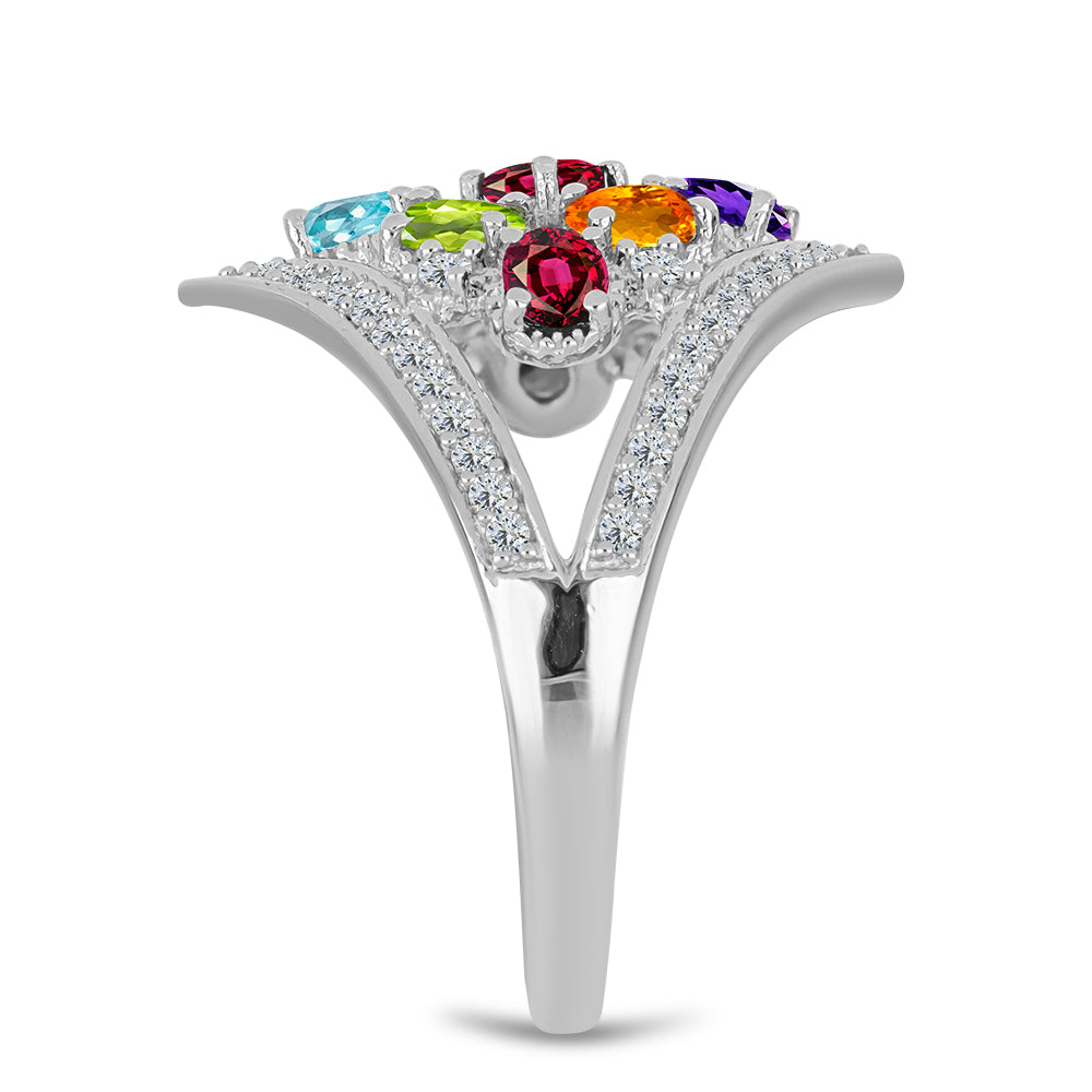 Anillo de Plata con Amatista de Marruecos y Peridoto de Changbai