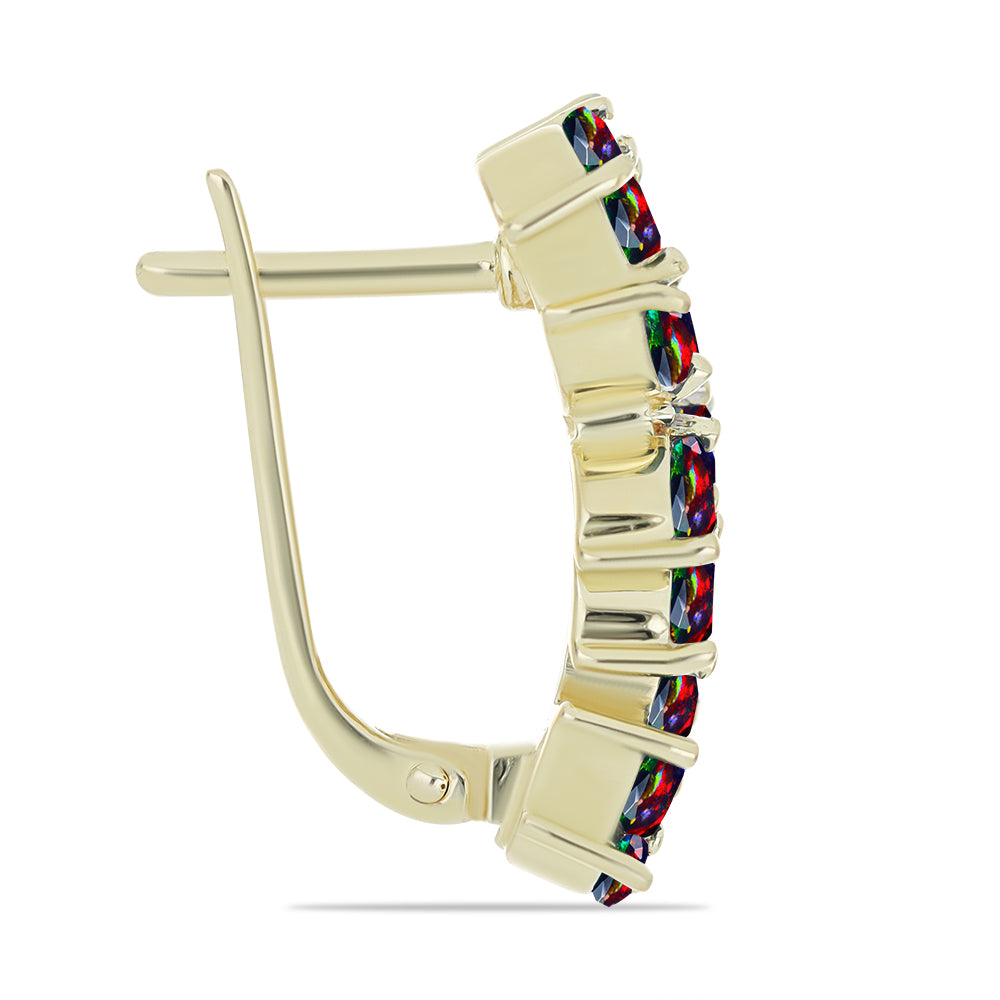 Pendientes de Plata Bañada en Oro con Ópalo negro medianoche Lega Dembi de Ëtiopía y Topacio Blanco 2