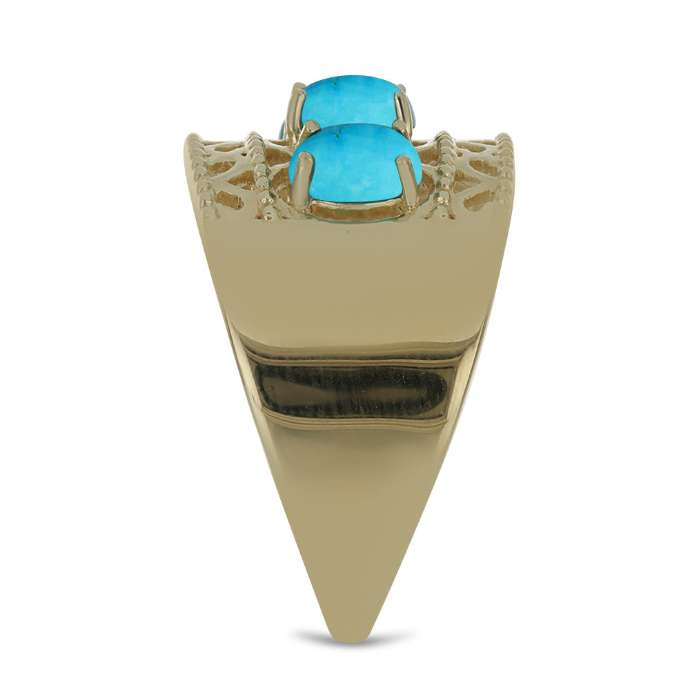 Anillo de Plata Bañada en Oro con Turquesa Bella Durmiente