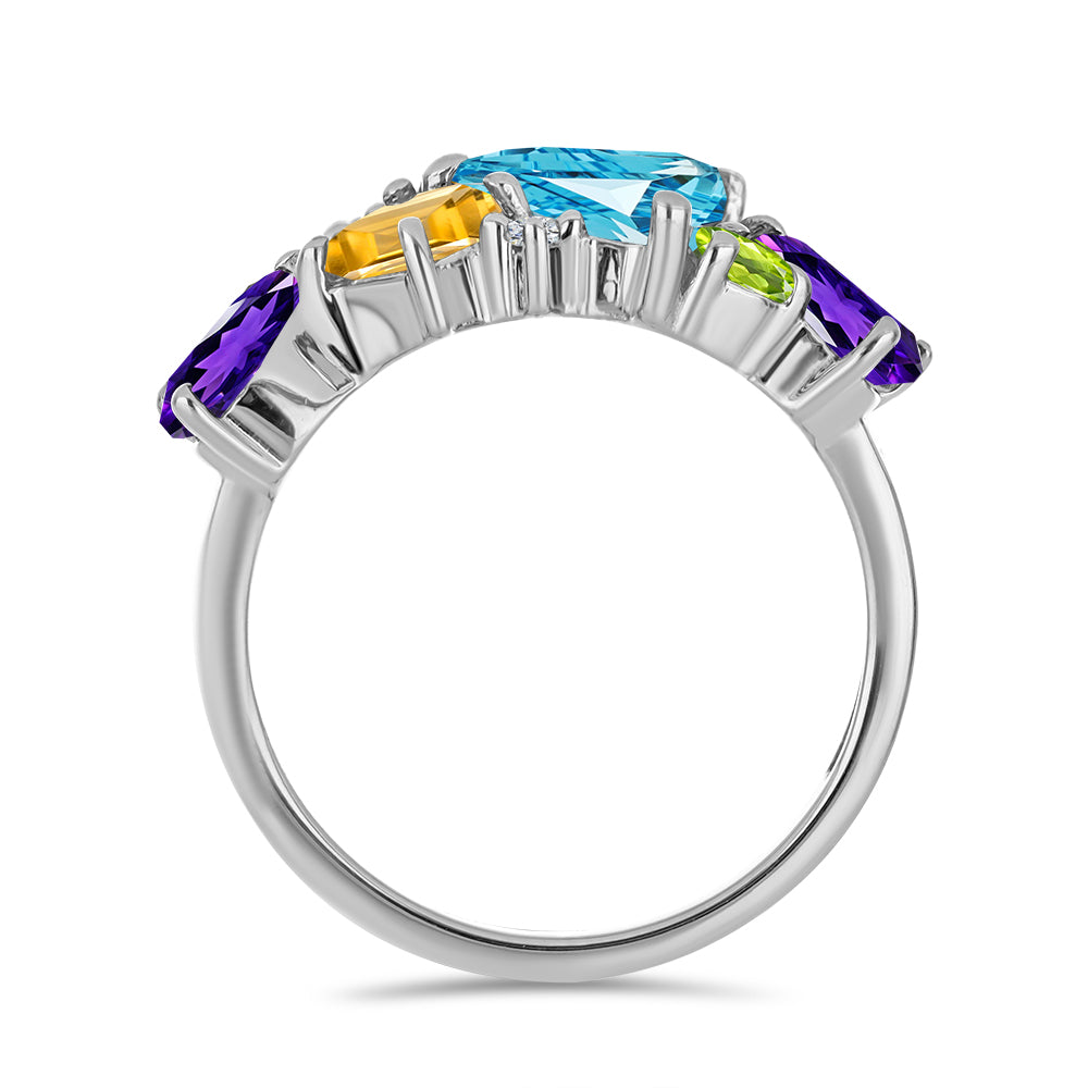 Anillo de Plata con Amatista de Marruecos y Citrino de Río del Oro