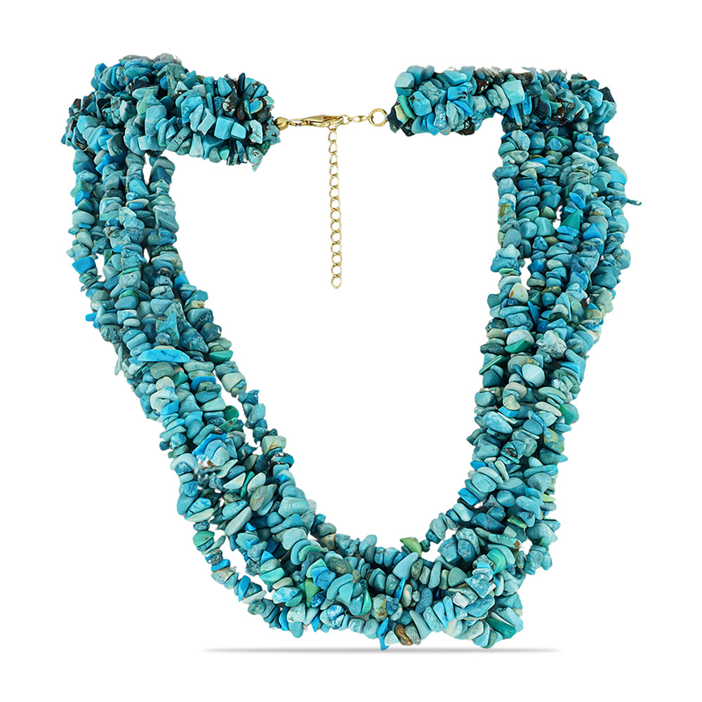 Collar de Plata Bañada en Oro con Turquesa Bella Durmiente