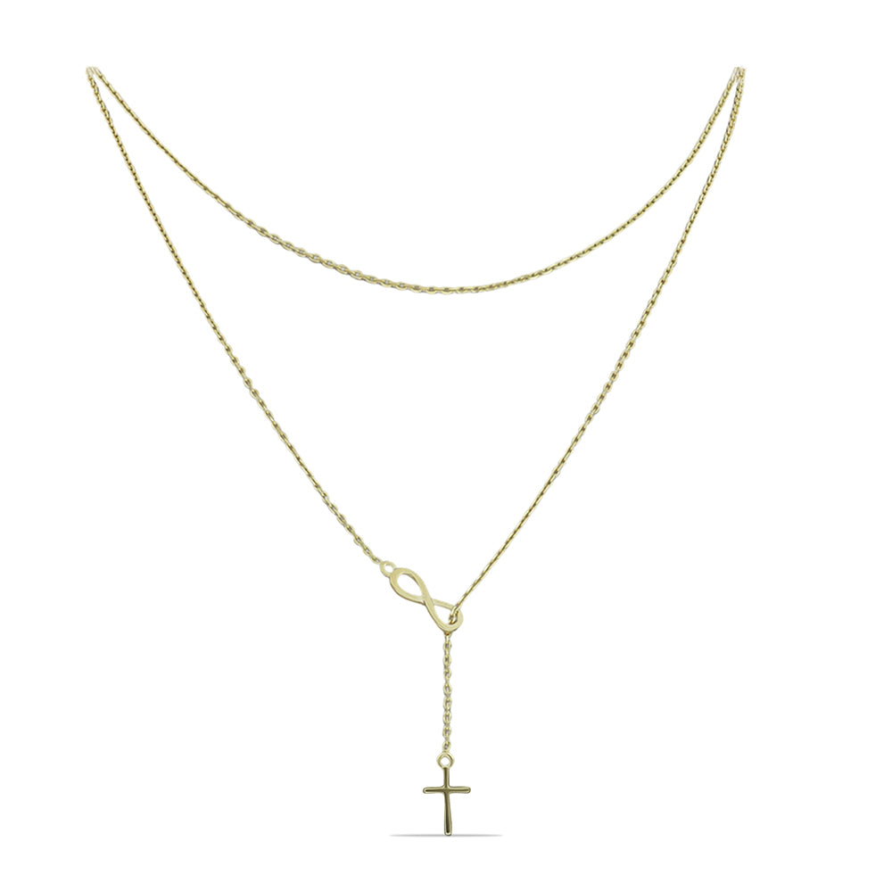 Cruz Cadena de Plata Bañada en Oro ( Collar )