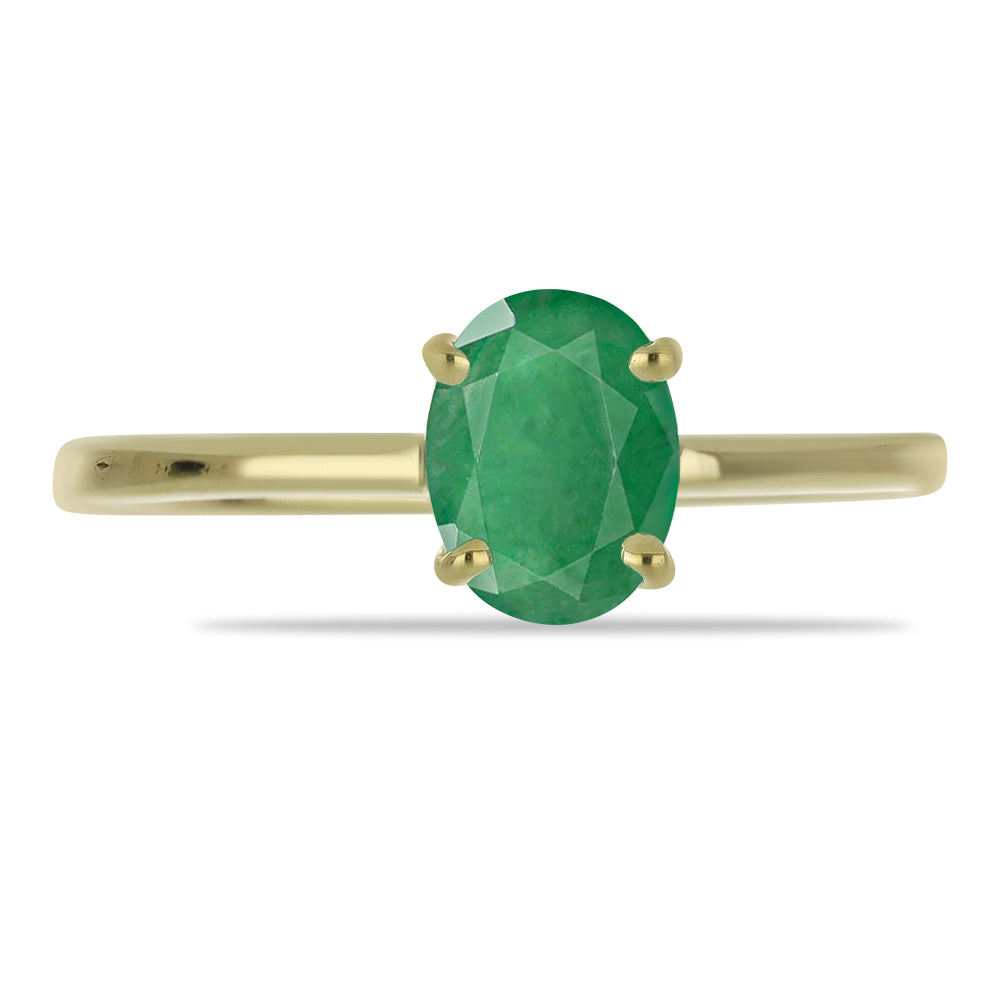 Anillo de Plata Bañada en Oro con Esmeralda de Brasil