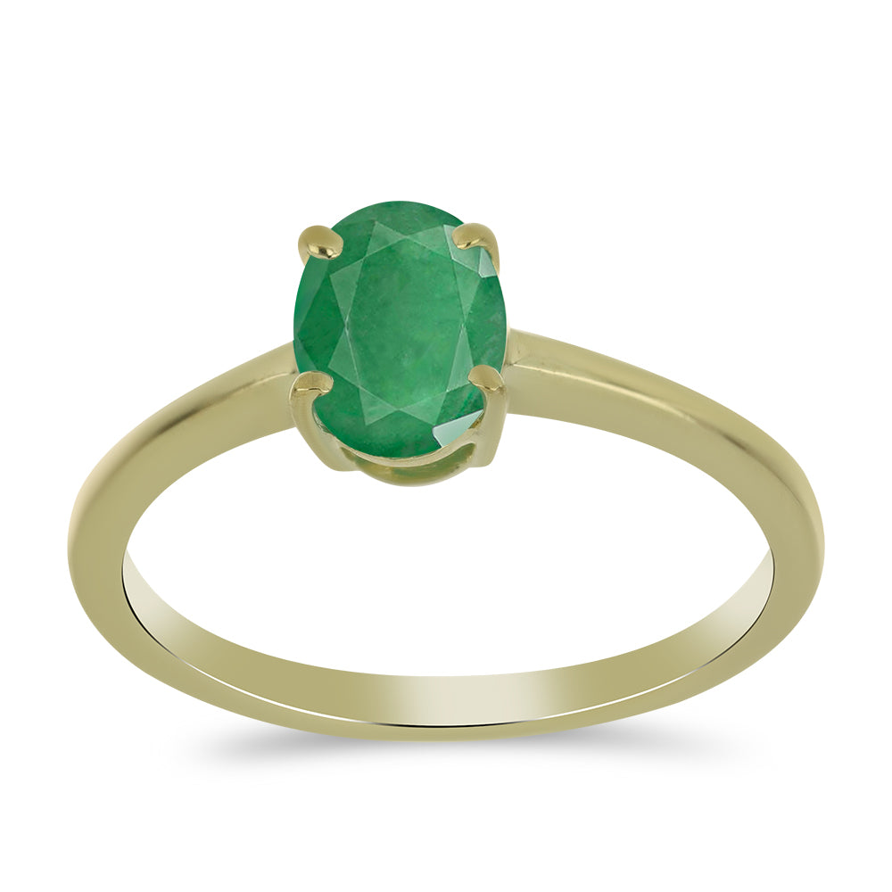 Anillo de Plata Bañada en Oro con Esmeralda de Brasil