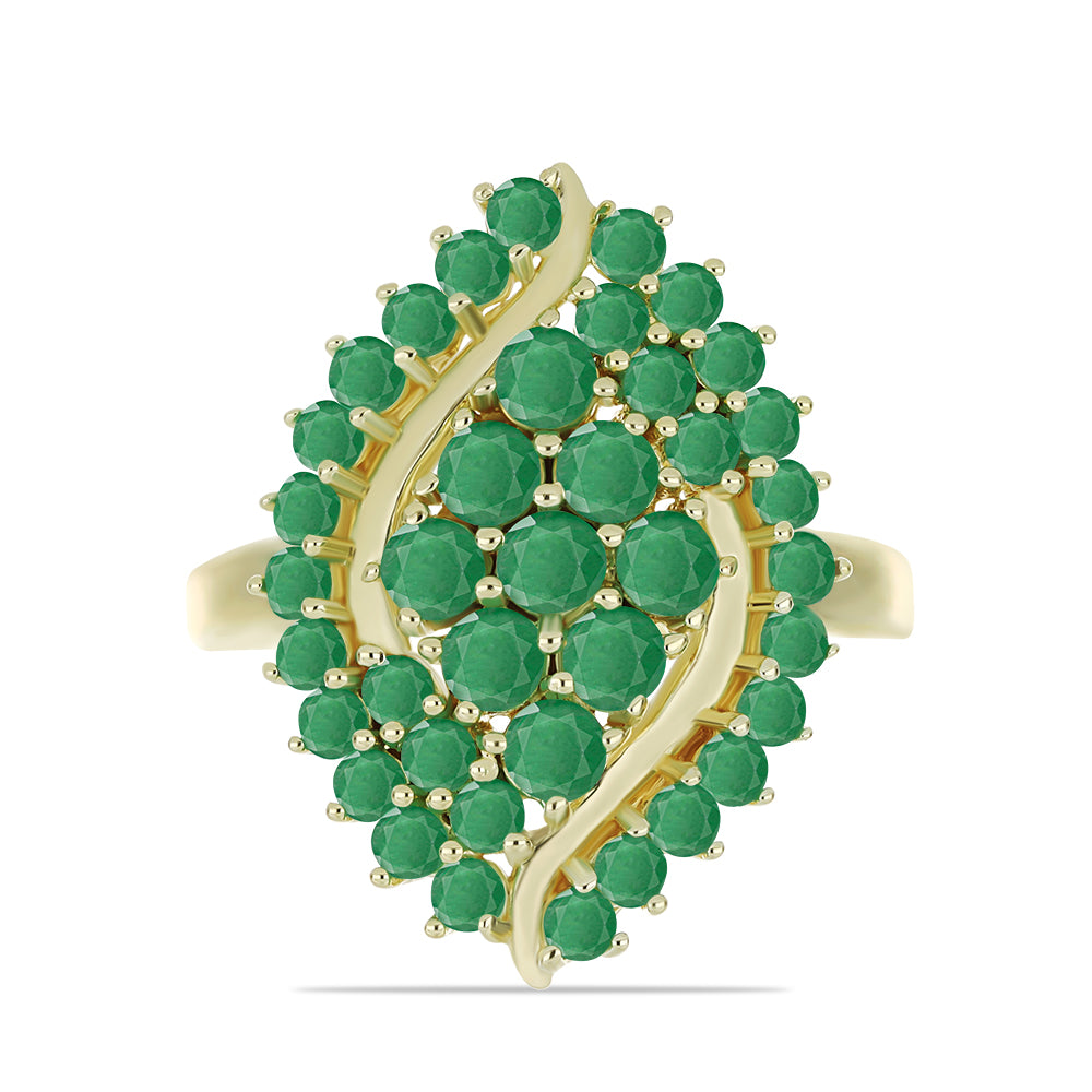 Anillo de Plata Bañada en Oro con Esmeralda de Brasil 1