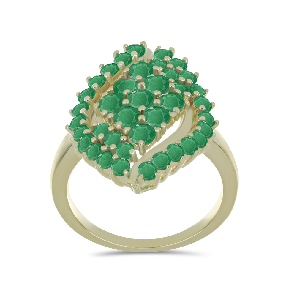 Anillo de Plata Bañada en Oro con Esmeralda de Brasil 3
