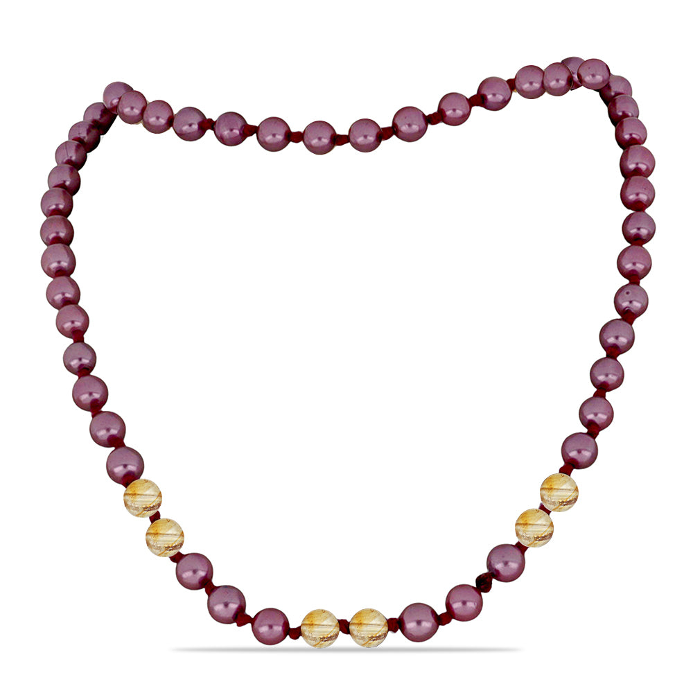 Collar Pepita con Perla Púrpura de Agua dulce y Citrino de los Montes Urales