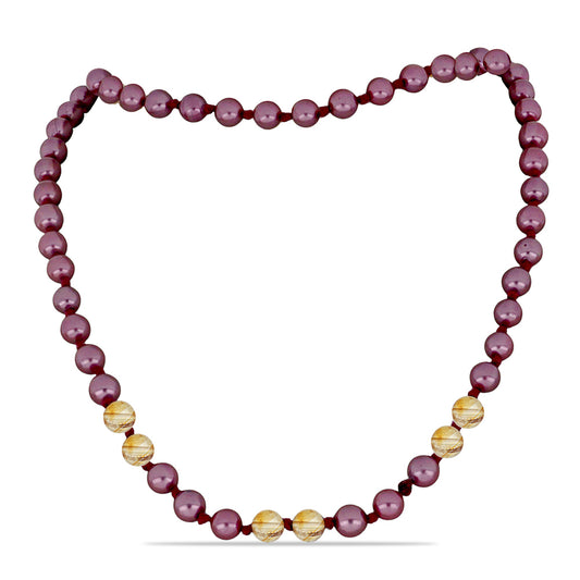 Collar Pepita con Perla Púrpura de Agua dulce y Citrino de los Montes Urales