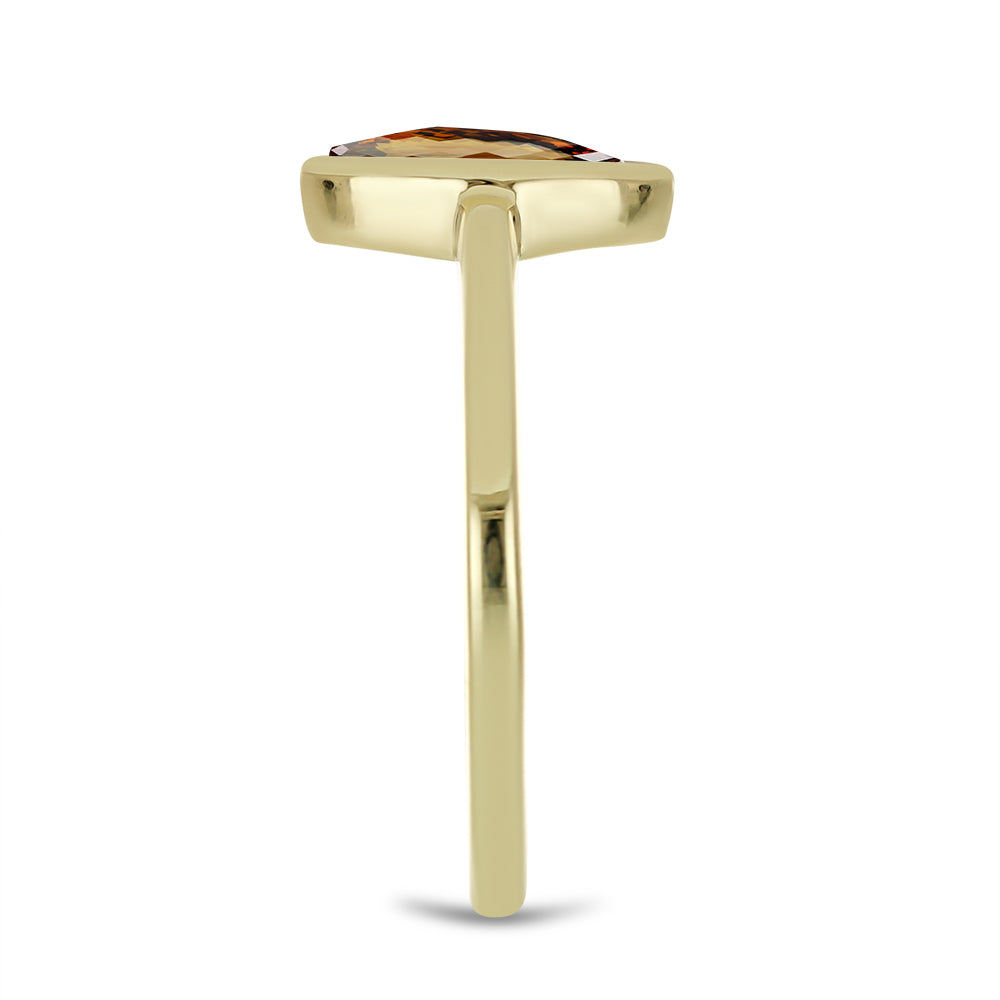 Anillo de Plata Bañada en Oro con Cuarzo Coñac