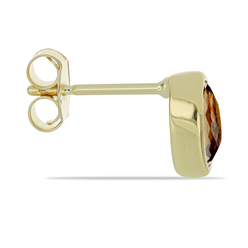 Pendientes de Plata Bañada en Oro con Cuarzo Coñac