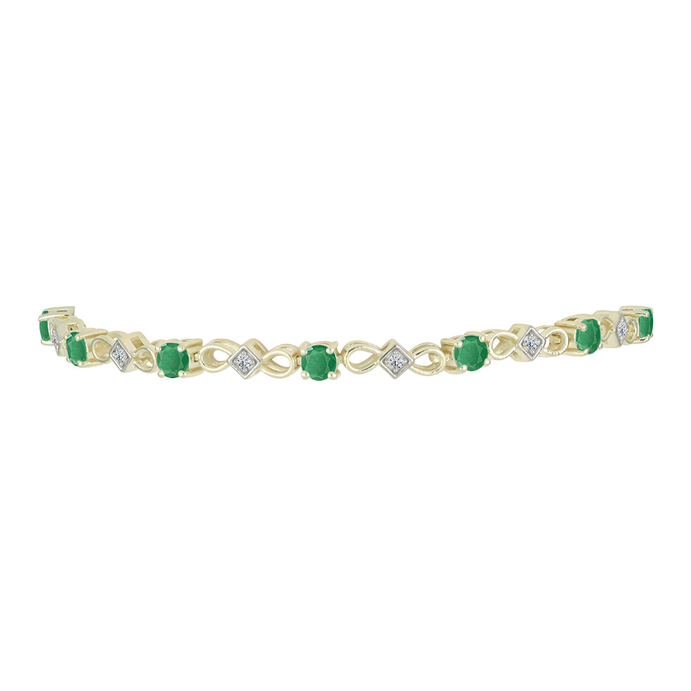 Pulsera de Plata Bañada en Oro con Esmeralda de Brasil y Topacio Blanco 2