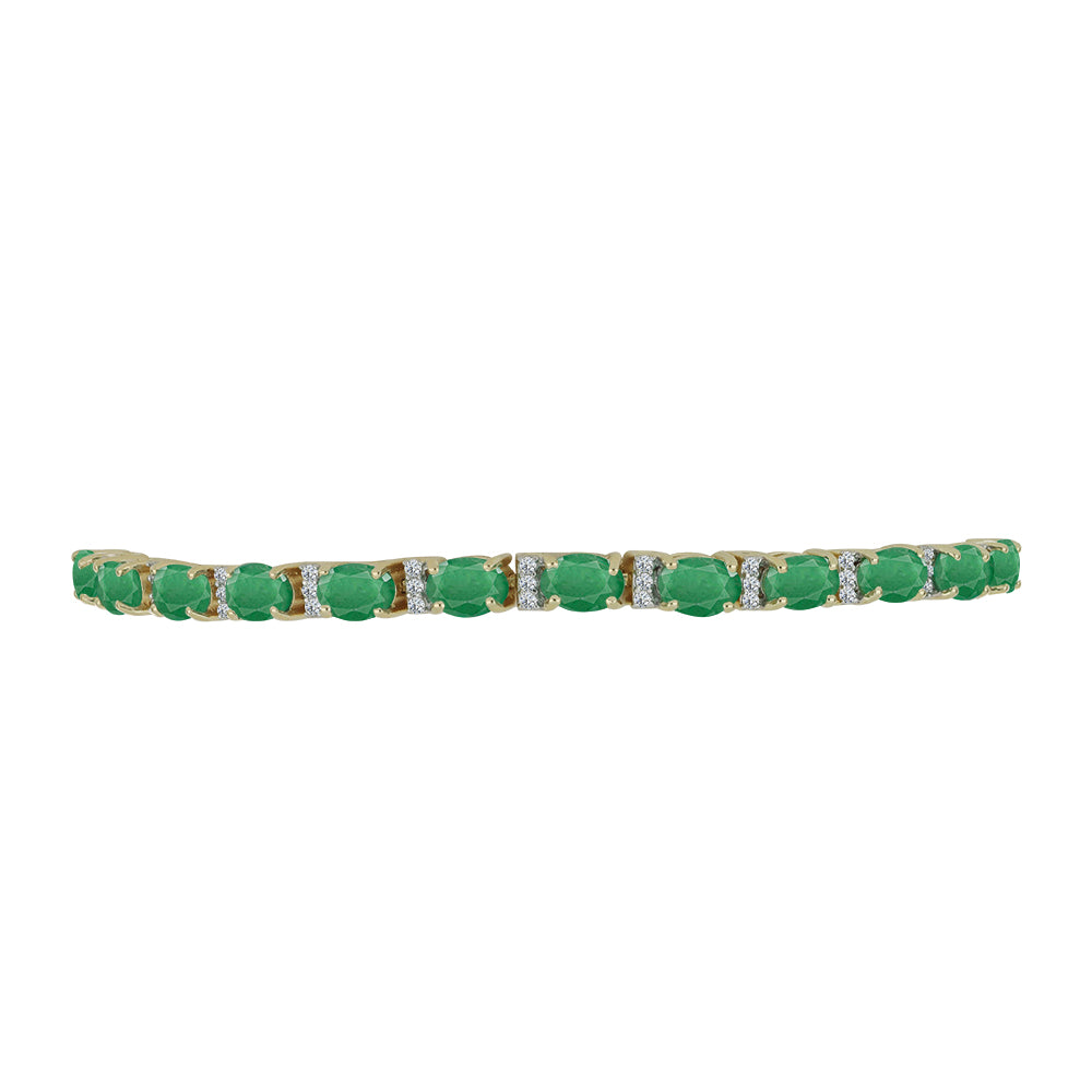 Pulsera de Plata Bañada en Oro con Esmeralda de Brasil y Topacio Blanco
