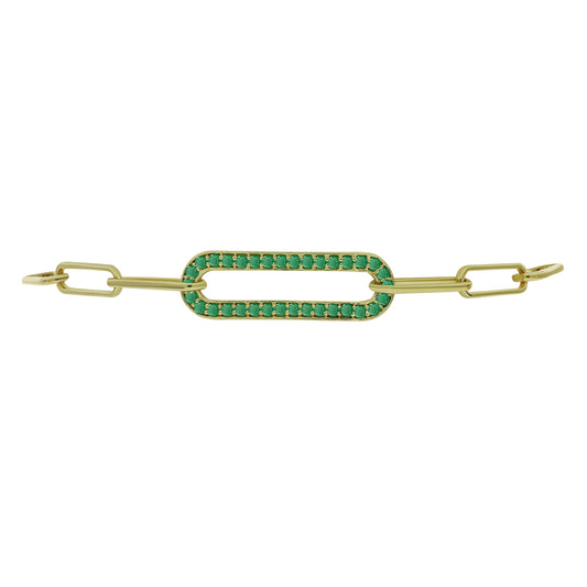 Pulsera de Plata Bañada en Oro con Esmeralda de Brasil