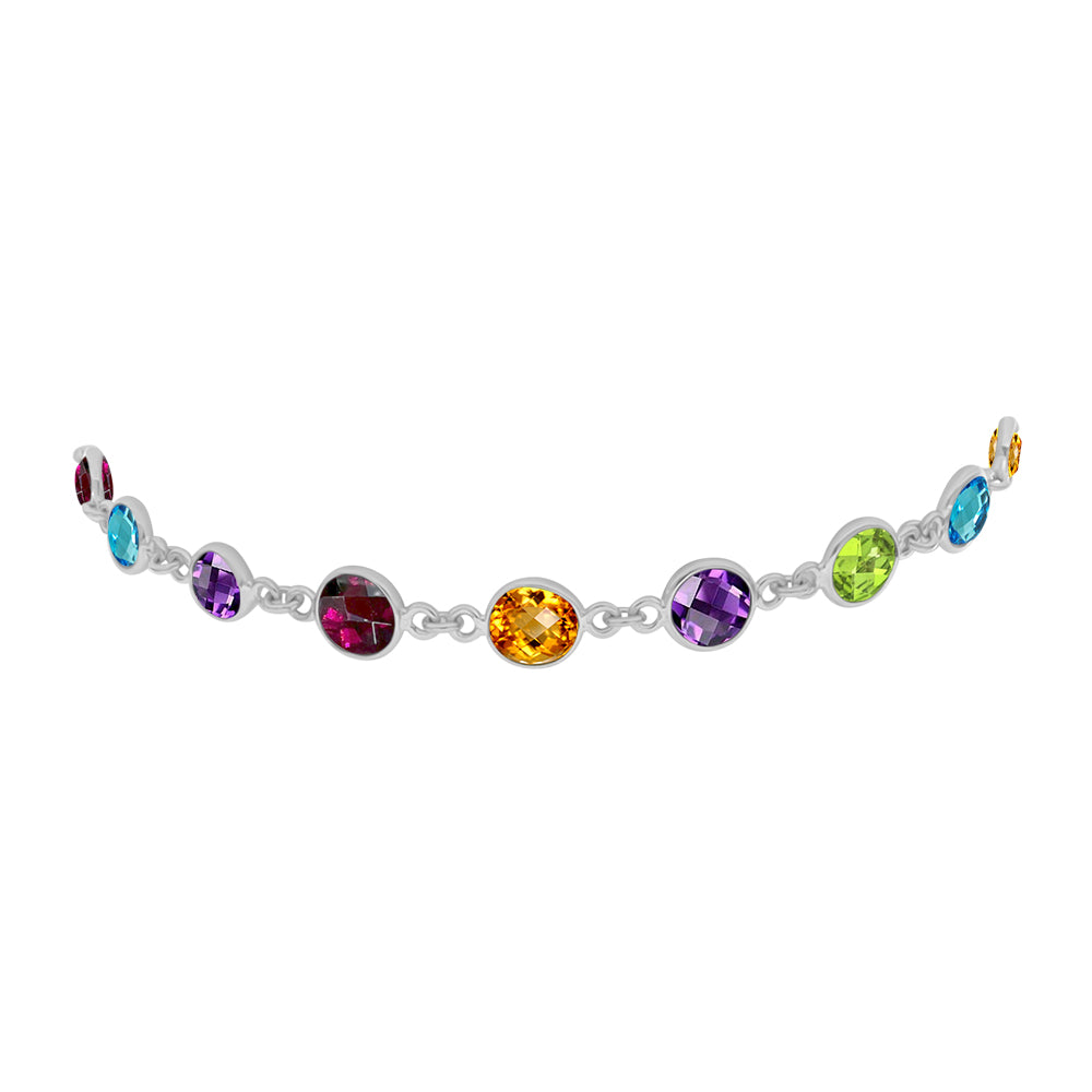 Pulsera de Plata con Amatista de Marruecos y Peridoto de Changbai