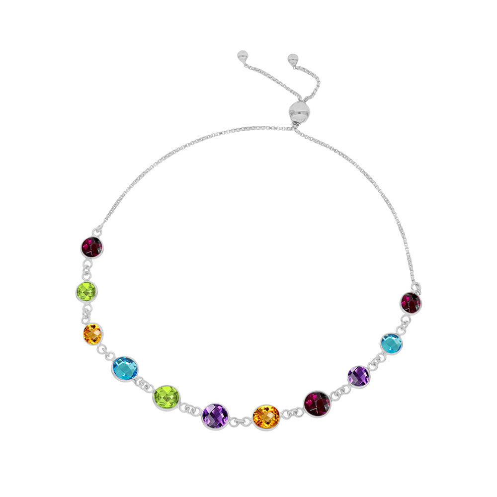 Pulsera de Plata con Amatista de Marruecos y Peridoto de Changbai
