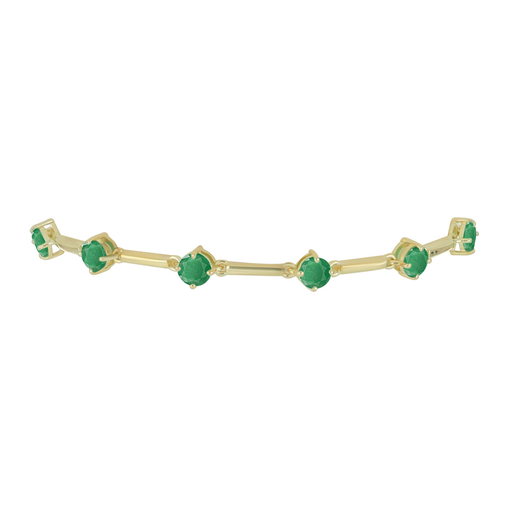 Pulsera de Plata Bañada en Oro con Esmeralda de Brasil
