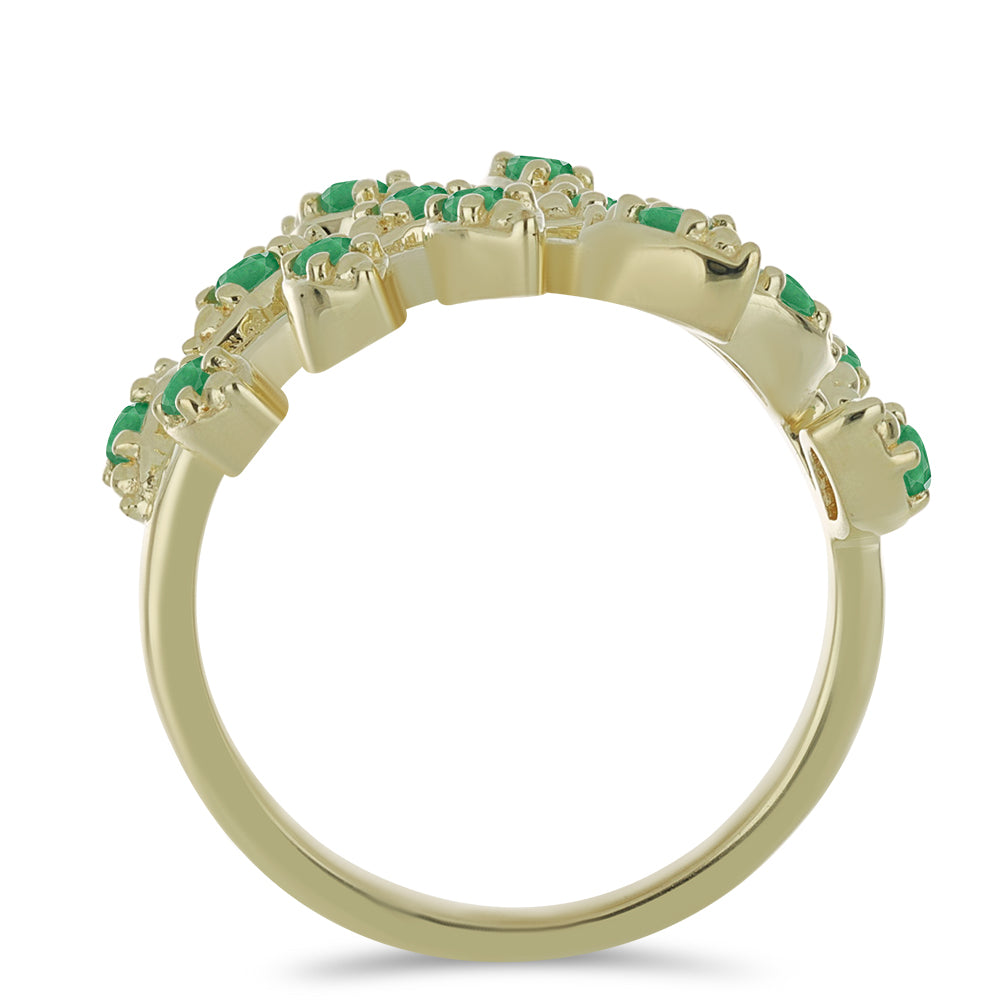 Anillo de Plata Bañada en Oro con Esmeralda de Brasil