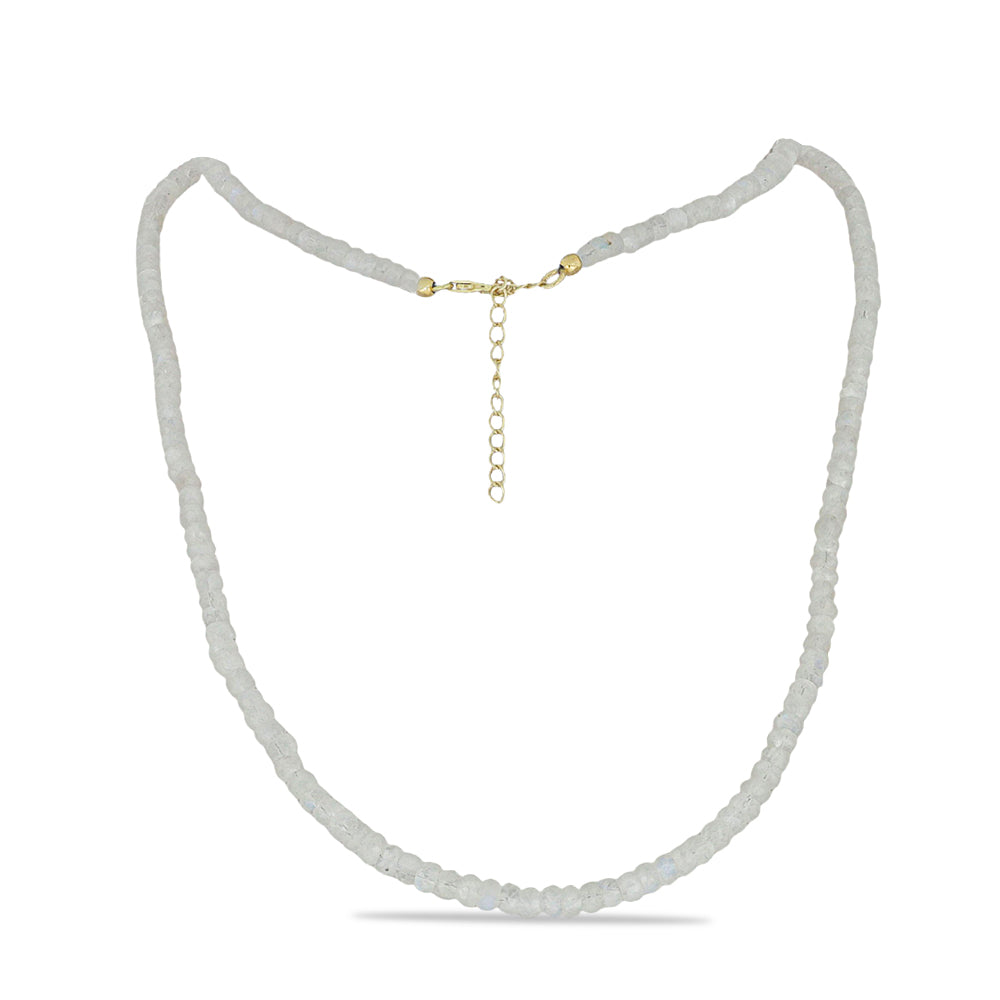 Collar de Plata Bañada en Oro con Piedra Lunar Arco Iris