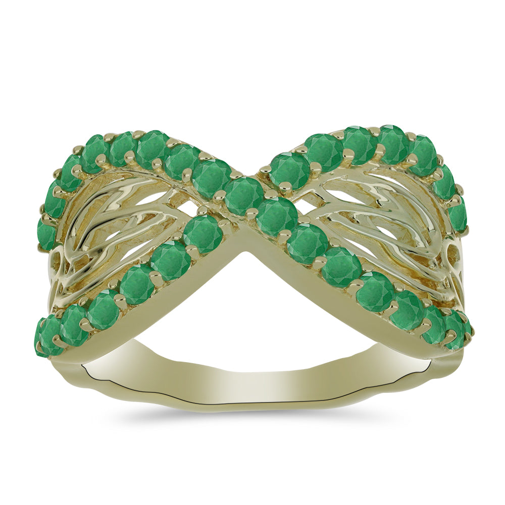 Anillo de Plata Bañada en Oro con Esmeralda de Brasil