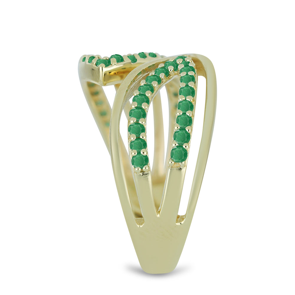 Anillo de Plata Bañada en Oro con Esmeralda de Brasil