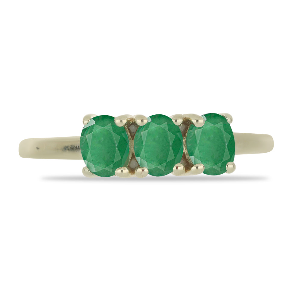 Anillo de Plata Bañada en Oro con Esmeralda de Brasil 1