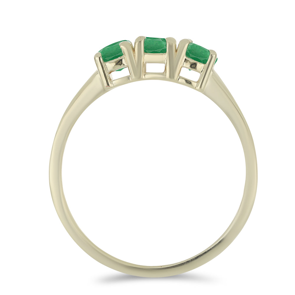 Anillo de Plata Bañada en Oro con Esmeralda de Brasil