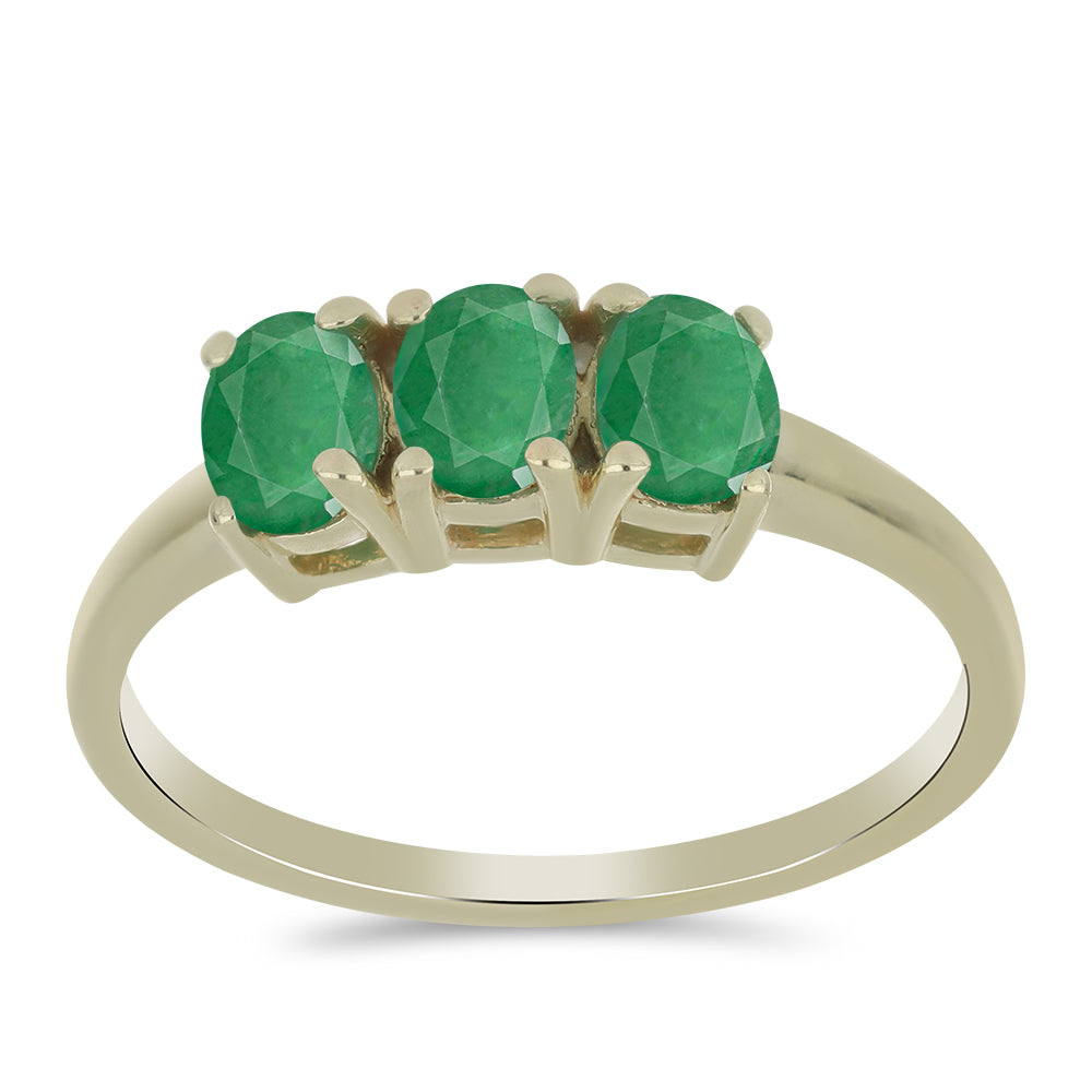 Anillo de Plata Bañada en Oro con Esmeralda de Brasil