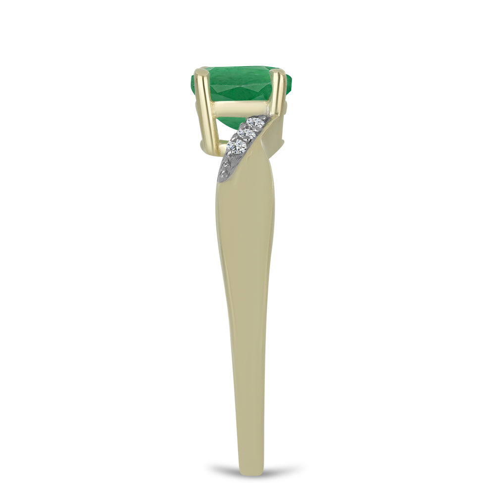 Anillo de Plata Bañada en Oro con Esmeralda de Brasil y Topacio Blanco