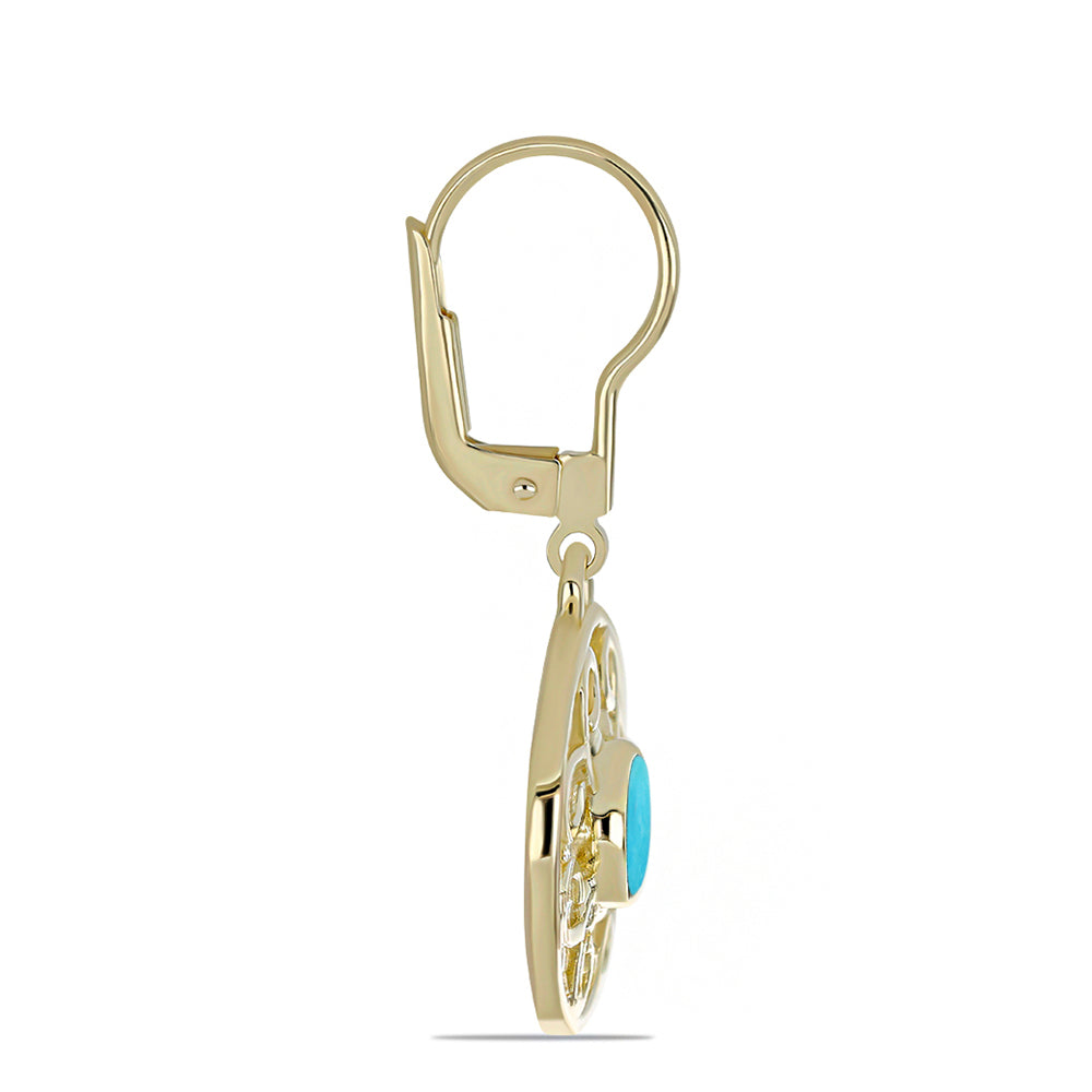 Pendientes de Plata Bañada en Oro con Turquesa Bella Durmiente