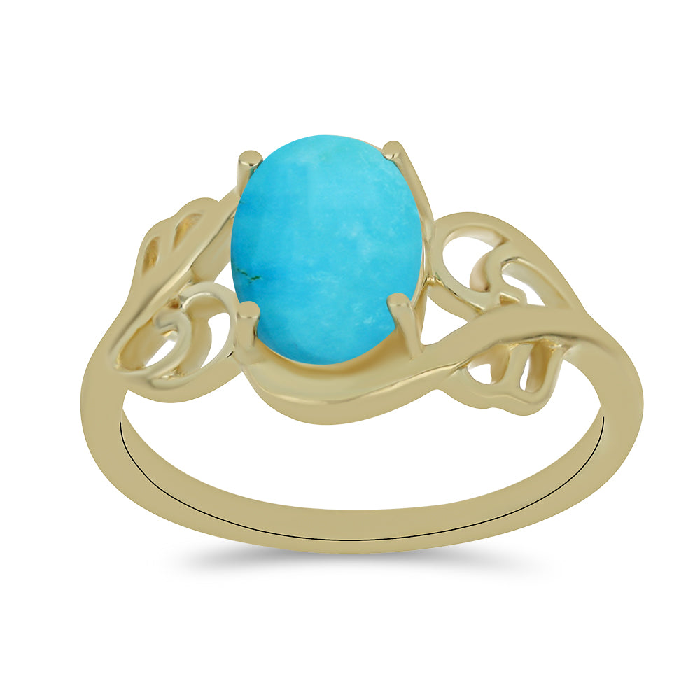 Anillo de Plata Bañada en Oro con Turquesa Bella Durmiente
