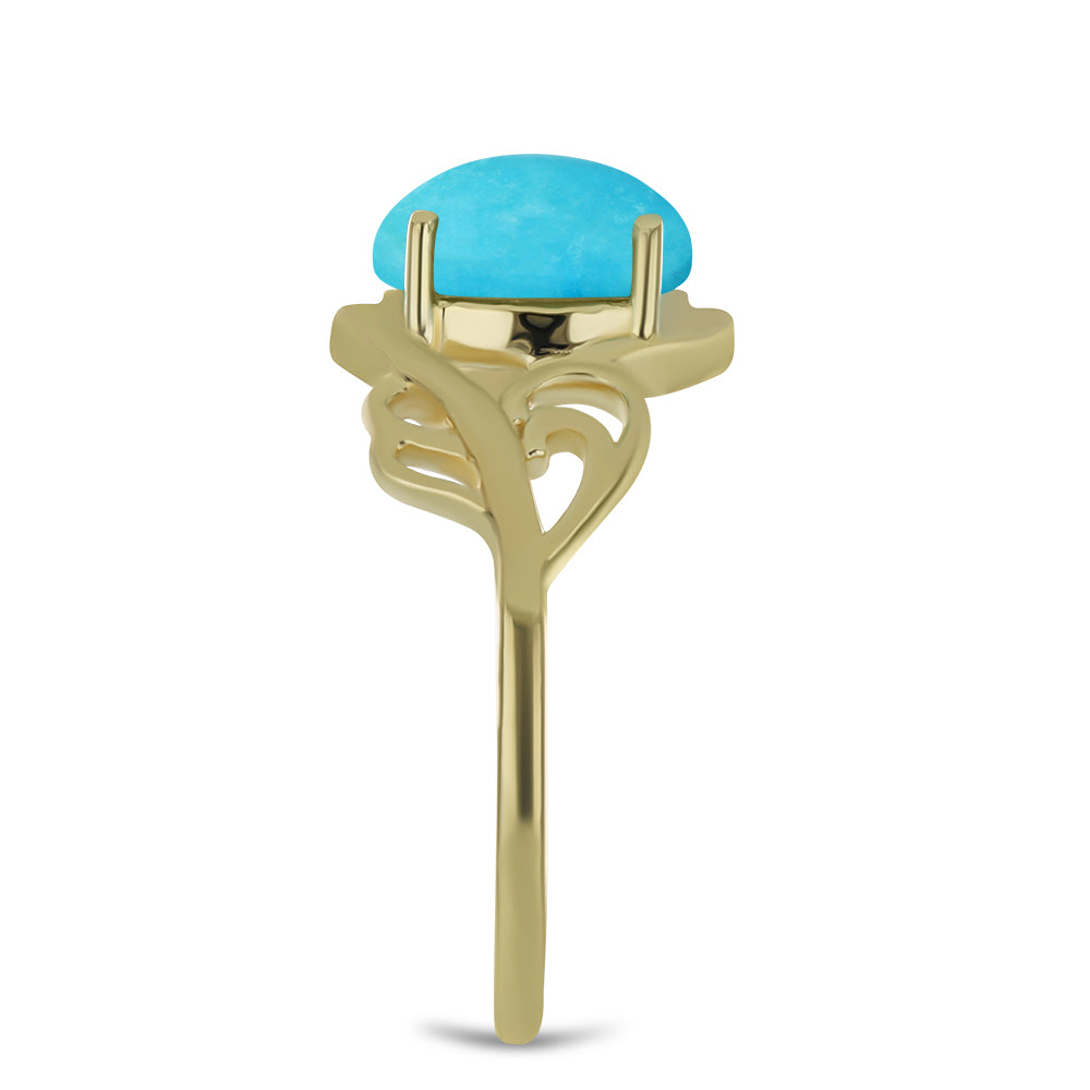 Anillo de Plata Bañada en Oro con Turquesa Bella Durmiente
