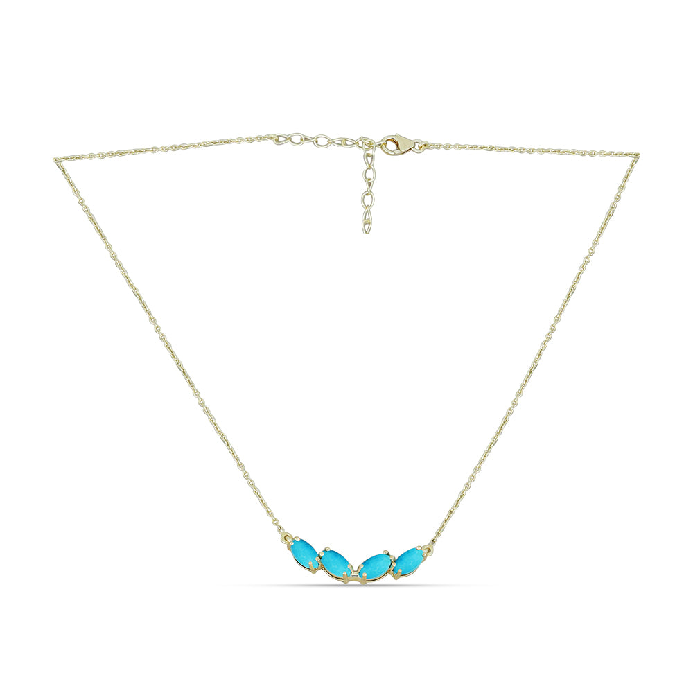 Collar de Plata Bañada en Oro con Turquesa Bella Durmiente